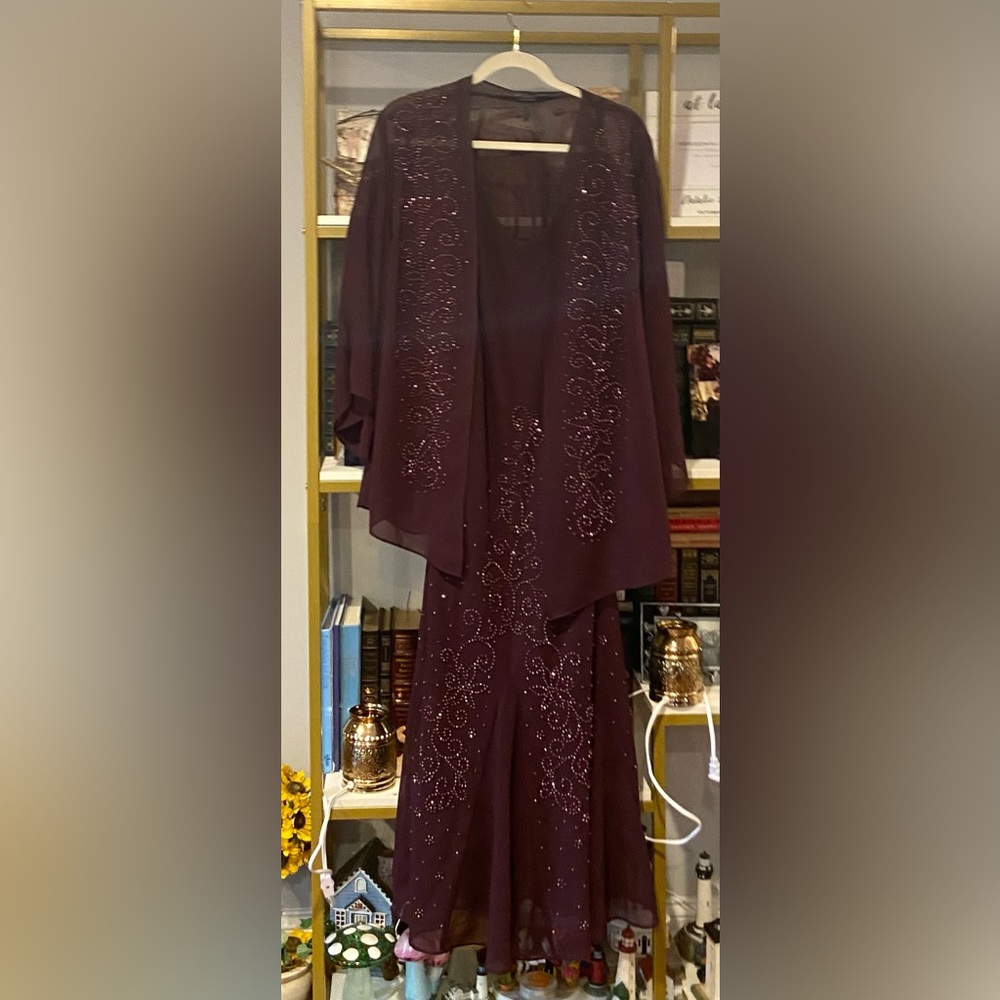 Beaded shift dress with jacket